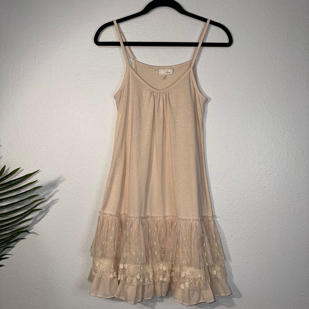 A'Reve Boho Lace & Tulle Ruffle Mini Dress - Size Small